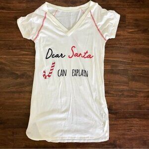 Dear Santa I Can Explain Women's Christmas Holiday V- Neck Sleep Shirt. Size XL